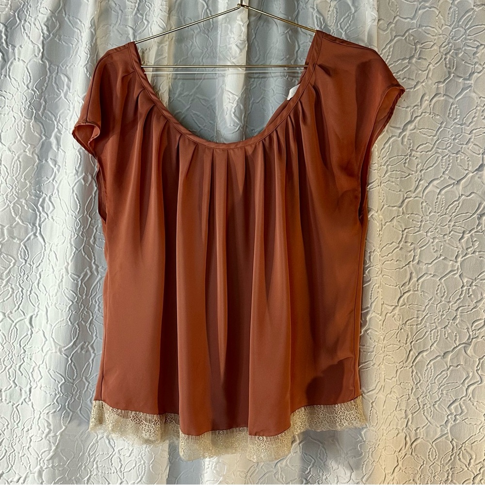 LC Lauren Conrad Rust Camisole with Lace Trim